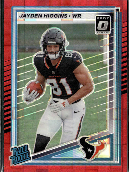 2025 Donruss #334 Jayden Higgins Optic Rated Rookies Preview Red Pandora