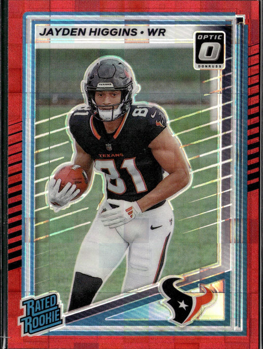 2025 Donruss #334 Jayden Higgins Optic Rated Rookies Preview Red Pandora