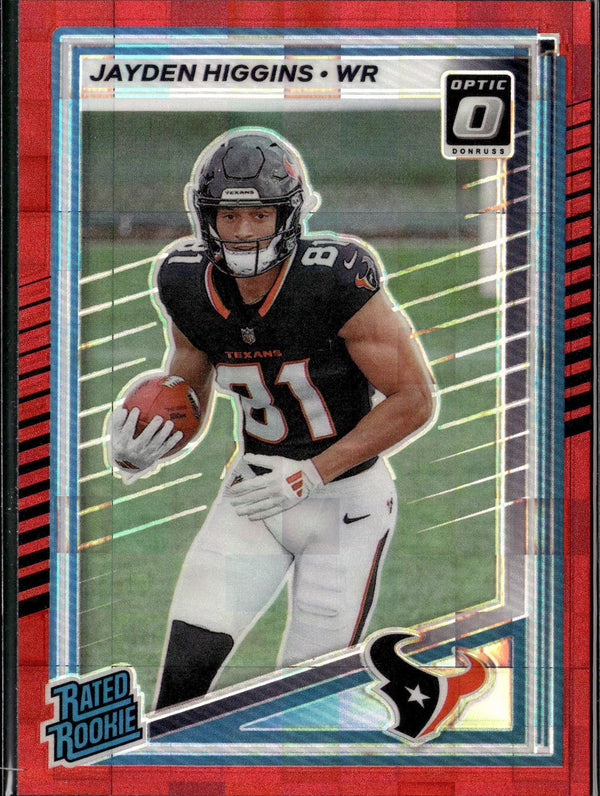 2025 Donruss #334 Jayden Higgins Optic Rated Rookies Preview Red Pandora