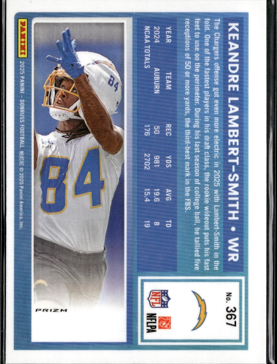 2025 Donruss #367 KeAndre Lambert-Smith Optic Rated Rookies Preview Red Pandora