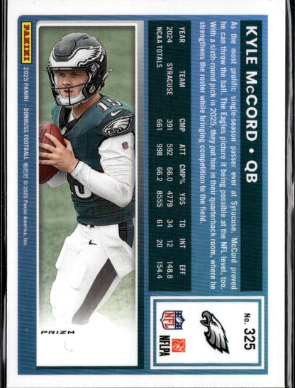 2025 Donruss #325 Kyle McCord Optic Rated Rookies Preview Red Pandora