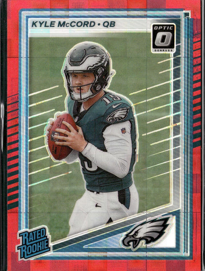 2025 Donruss #325 Kyle McCord Optic Rated Rookies Preview Red Pandora