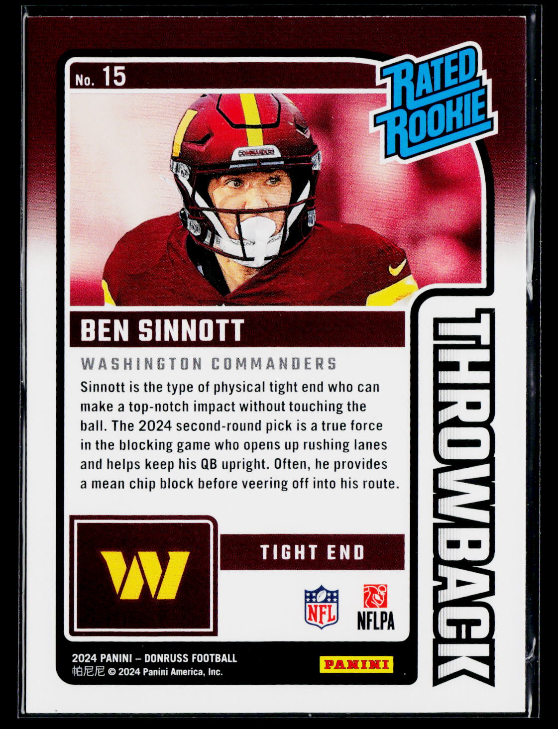 2024 Donruss #15 Ben Sinnott Rated Rookies Throwback