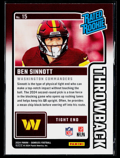 2024 Donruss #15 Ben Sinnott Rated Rookies Throwback