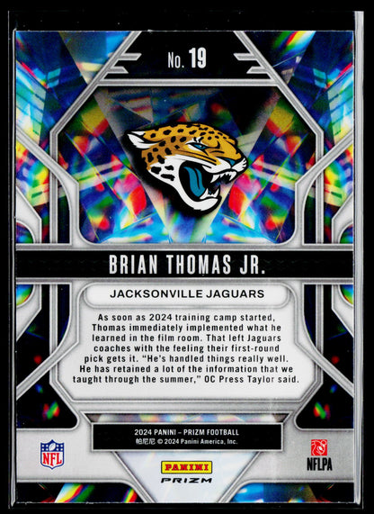 2024 Panini Prizm #19 Brian Thomas Jr. Prizmatic Wave Green Prizm