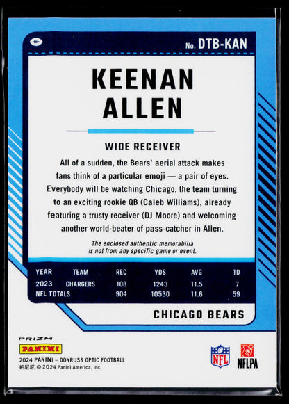2024 Donruss Optic #DTB-KAN Keenan Allen Donruss Threads Blue Hyper