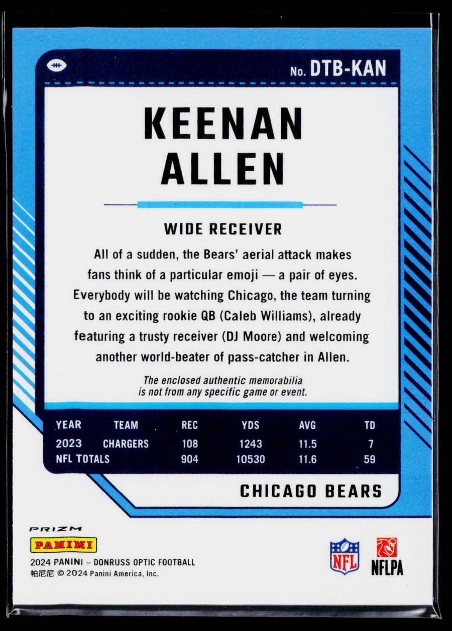2024 Donruss Optic #DTB-KAN Keenan Allen Donruss Threads Blue Hyper