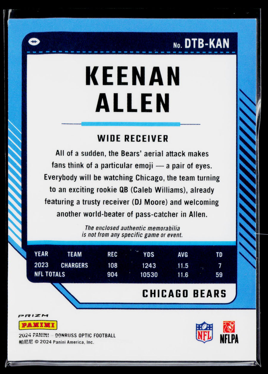 2024 Donruss Optic #DTB-KAN Keenan Allen Donruss Threads Blue Hyper