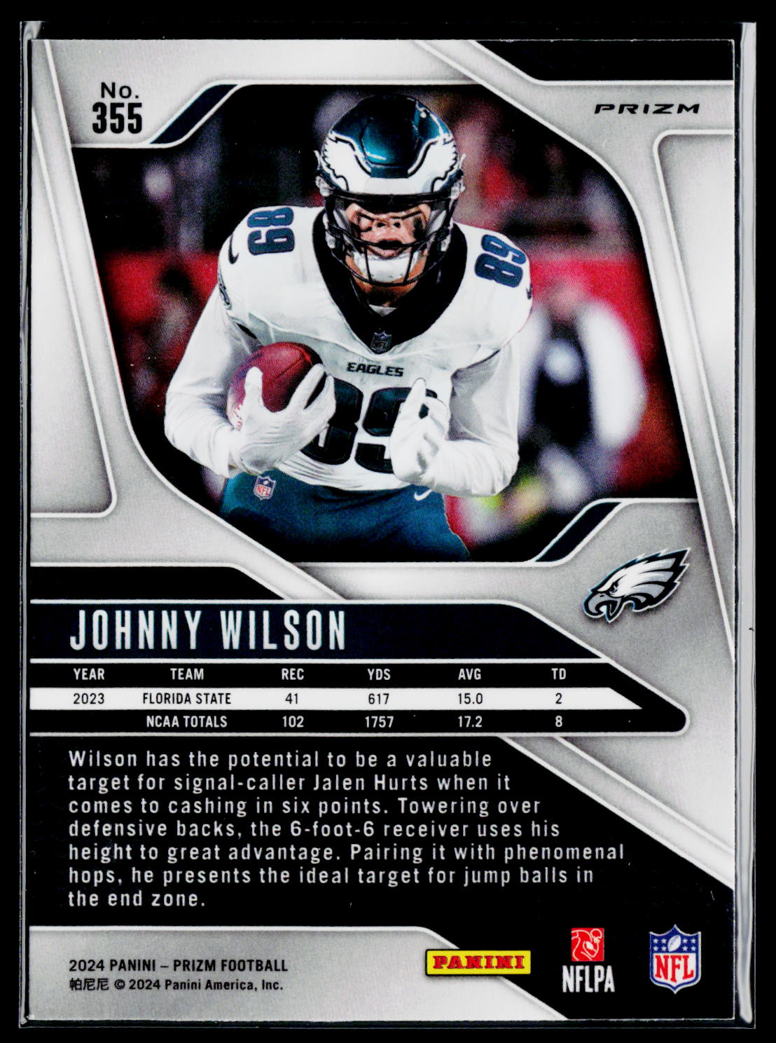 2024 Panini Prizm #355 Johnny Wilson Orange Disco Prizm