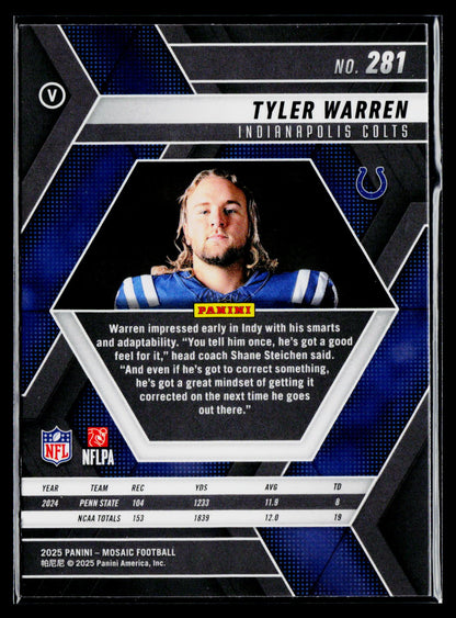 2025 Panini Mosaic #281 Tyler Warren Mosaic