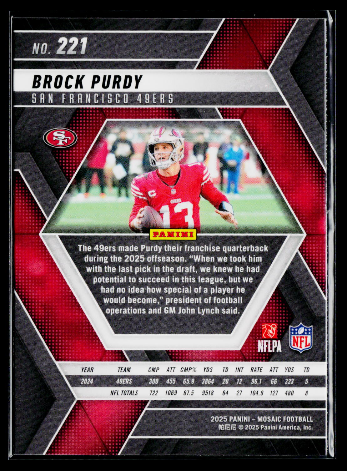 2025 Panini Mosaic #221 Brock Purdy