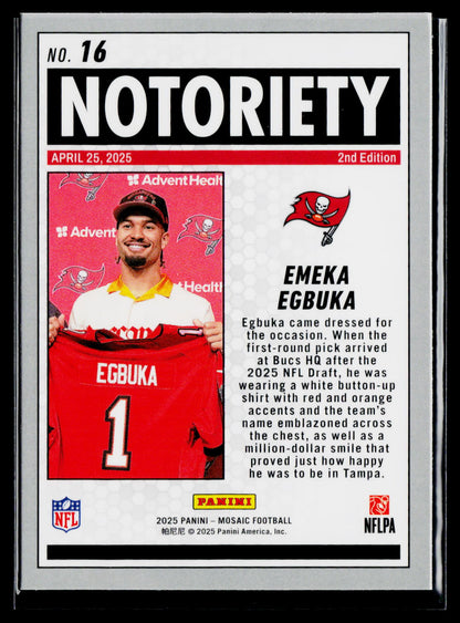 2025 Panini Mosaic #16 Emeka Egbuka Notoriety