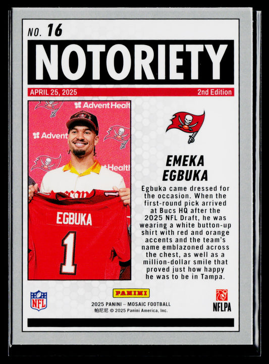2025 Panini Mosaic #16 Emeka Egbuka Notoriety