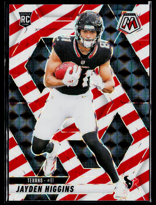2025 Panini Mosaic #346 Jayden Higgins Mosaic Red and White Stripe