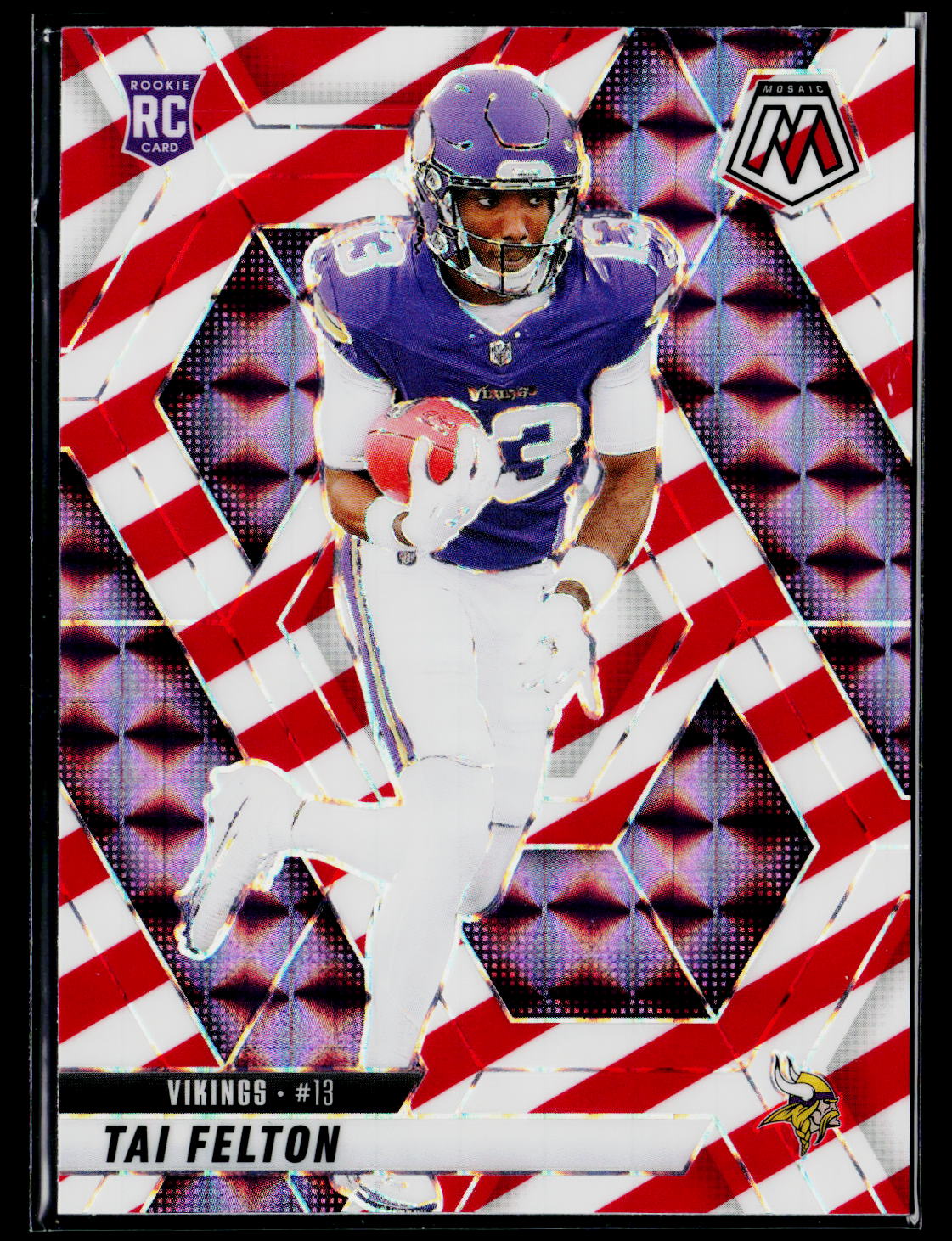 2025 Panini Mosaic #329 Tai Felton Mosaic Red and White Stripe