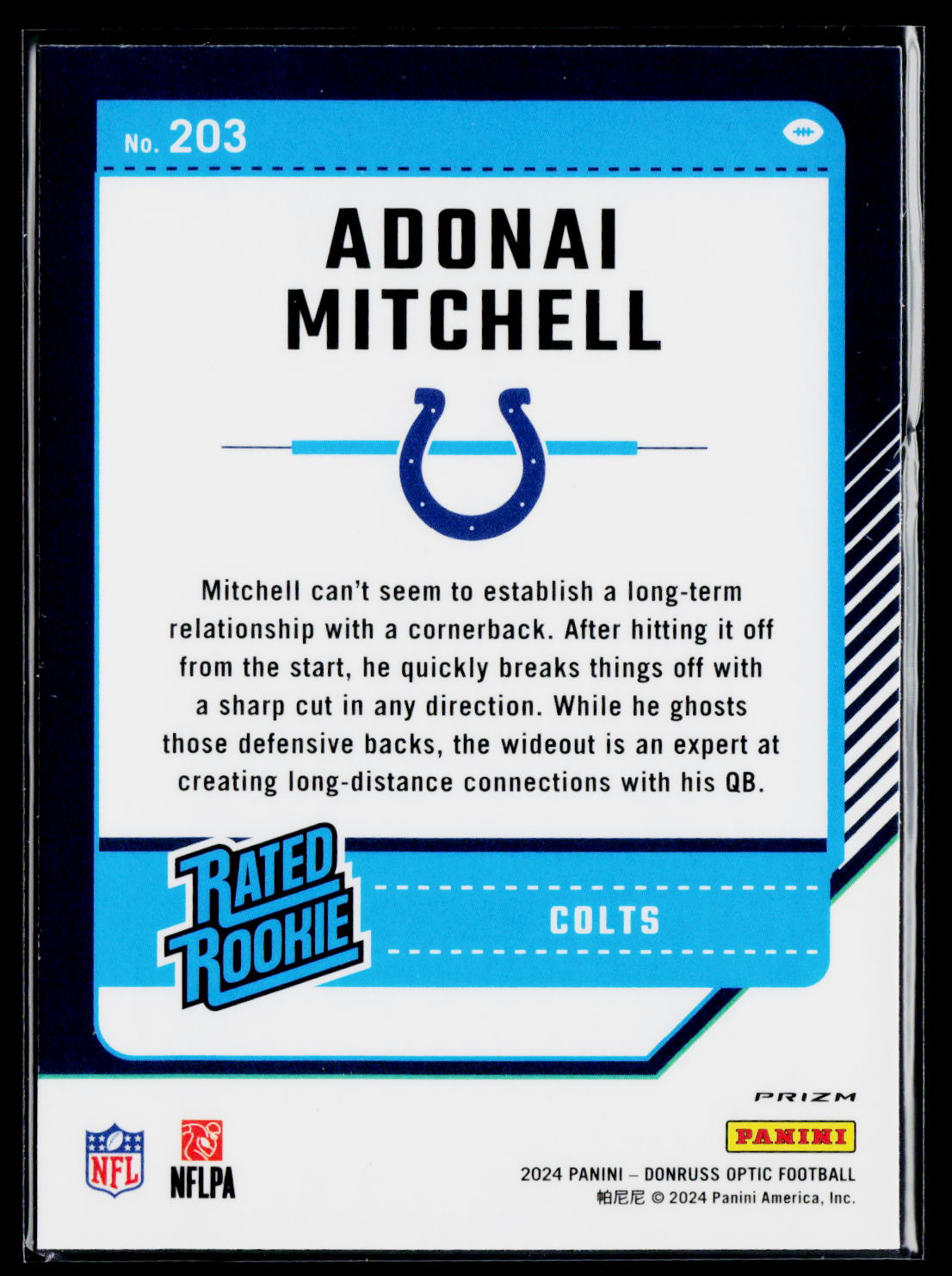 2024 Donruss Optic #203 Adonai Mitchell Holo