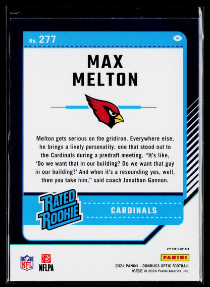 2024 Donruss Optic #277 Max Melton Green Hyper