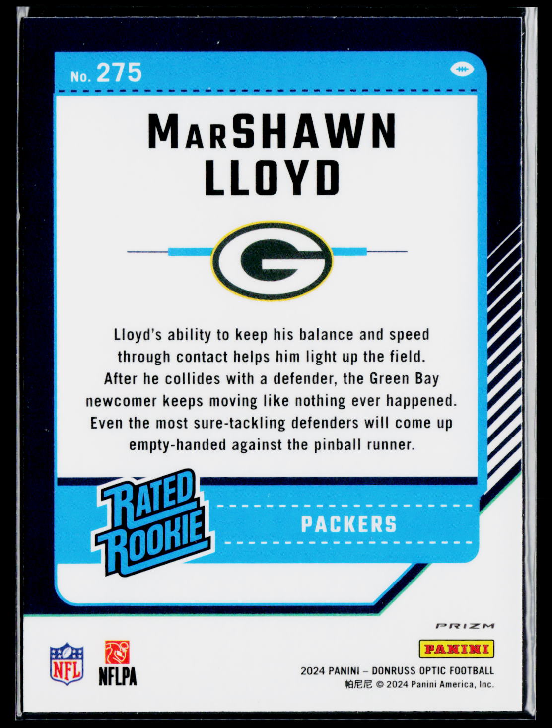 2024 Donruss Optic #275 MarShawn Lloyd Pink