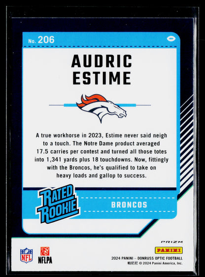 2024 Donruss Optic #206 Audric Estime Pink