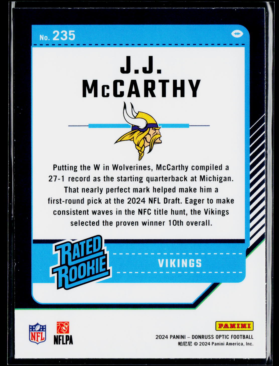 2024 Donruss Optic #235 J.J. McCarthy