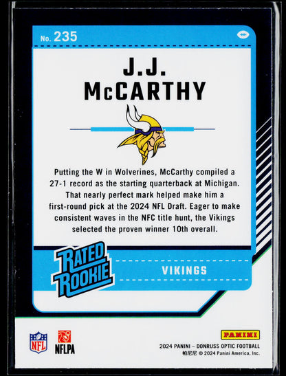 2024 Donruss Optic #235 J.J. McCarthy