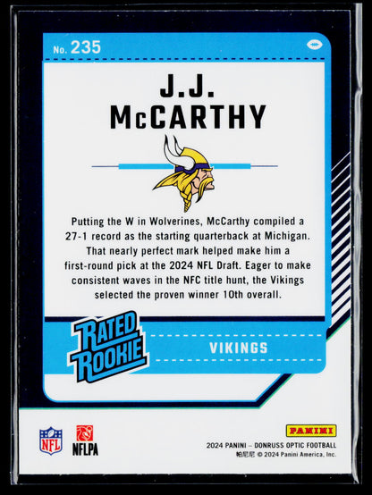 2024 Donruss Optic #235 J.J. McCarthy