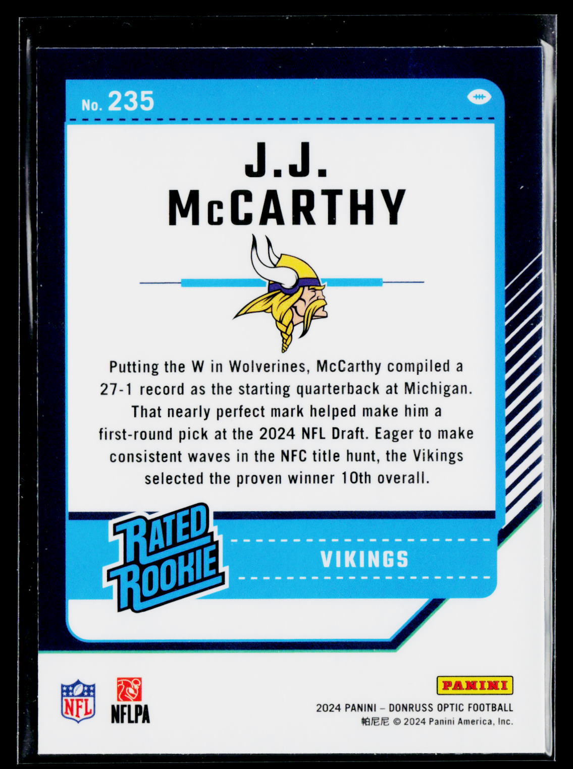2024 Donruss Optic #235 J.J. McCarthy