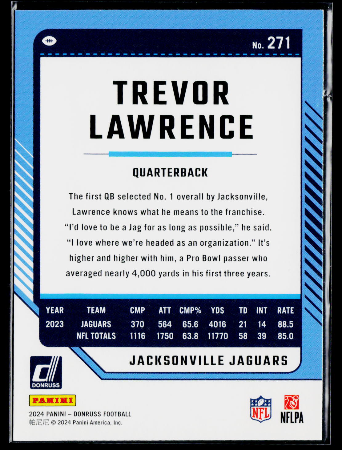 2024 Donruss #271 Trevor Lawrence Press Proof Green