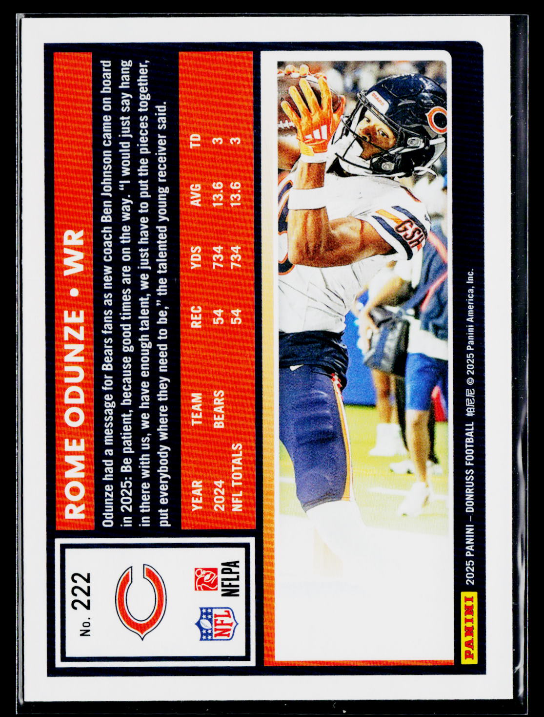 2025 Donruss #222 Rome Odunze Press Proofs Red
