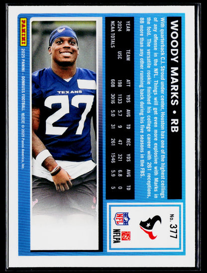 2025 Donruss #377 Woody Marks Press Proofs Red
