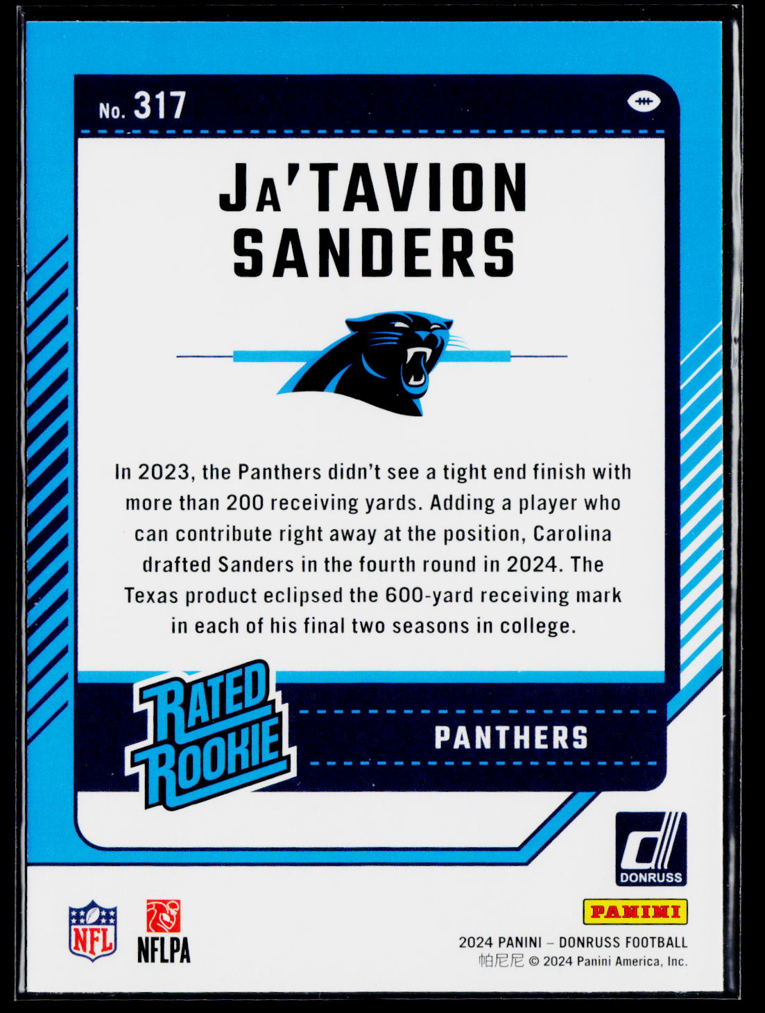 2024 Donruss #317 Ja'Tavion Sanders