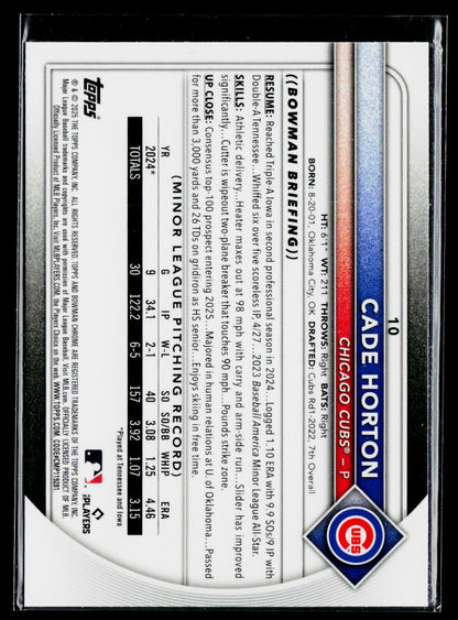 2025 Bowman Chrome #10b Cade Horton