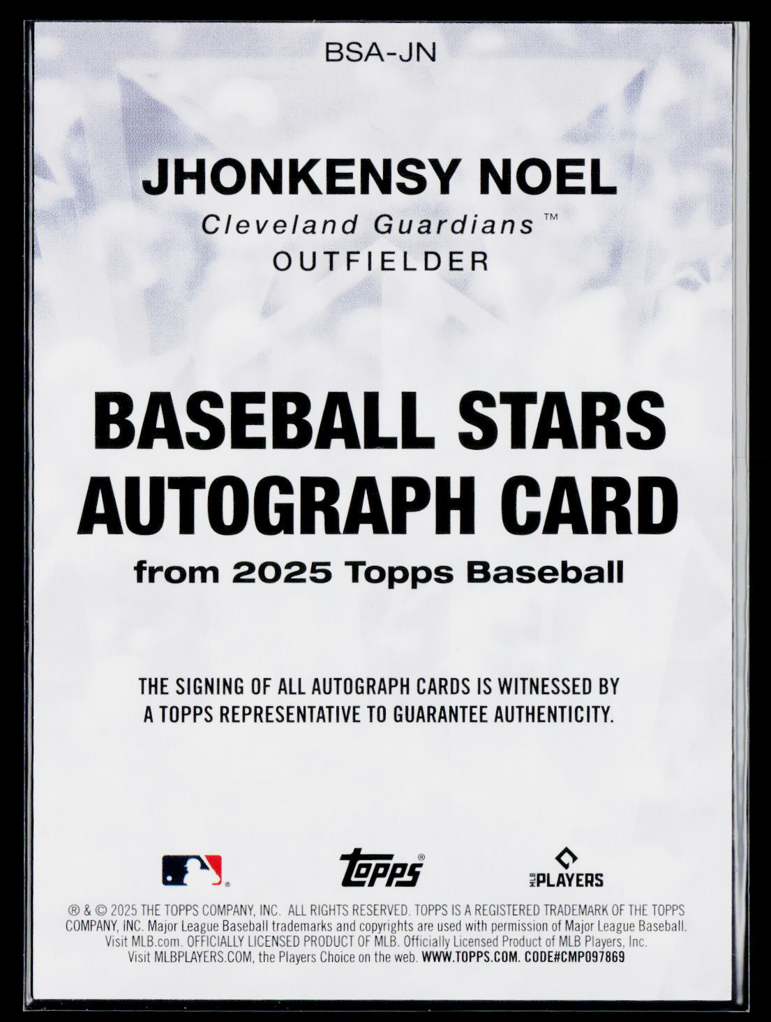 2025 Topps #BSA-JN Jhonkensy Noel Baseball Stars Autographs (Series One)