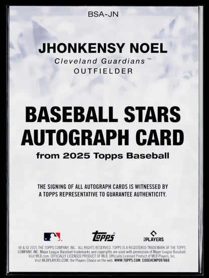 2025 Topps #BSA-JN Jhonkensy Noel Baseball Stars Autographs (Series One)