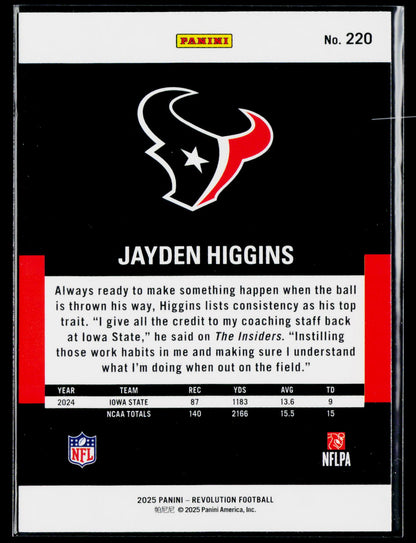 2025 Panini Revolution #220 Jayden Higgins