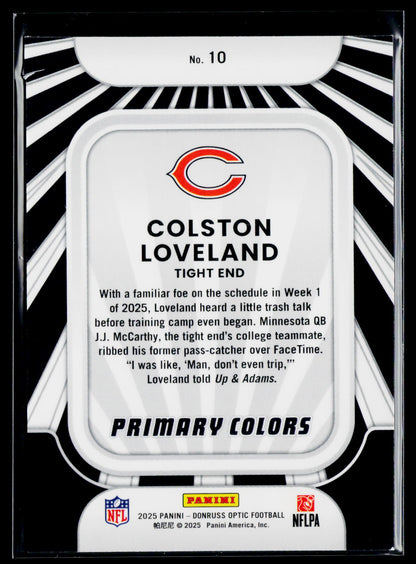 2025 Donruss Optic #10 Colston Loveland Rookie Primary Colors