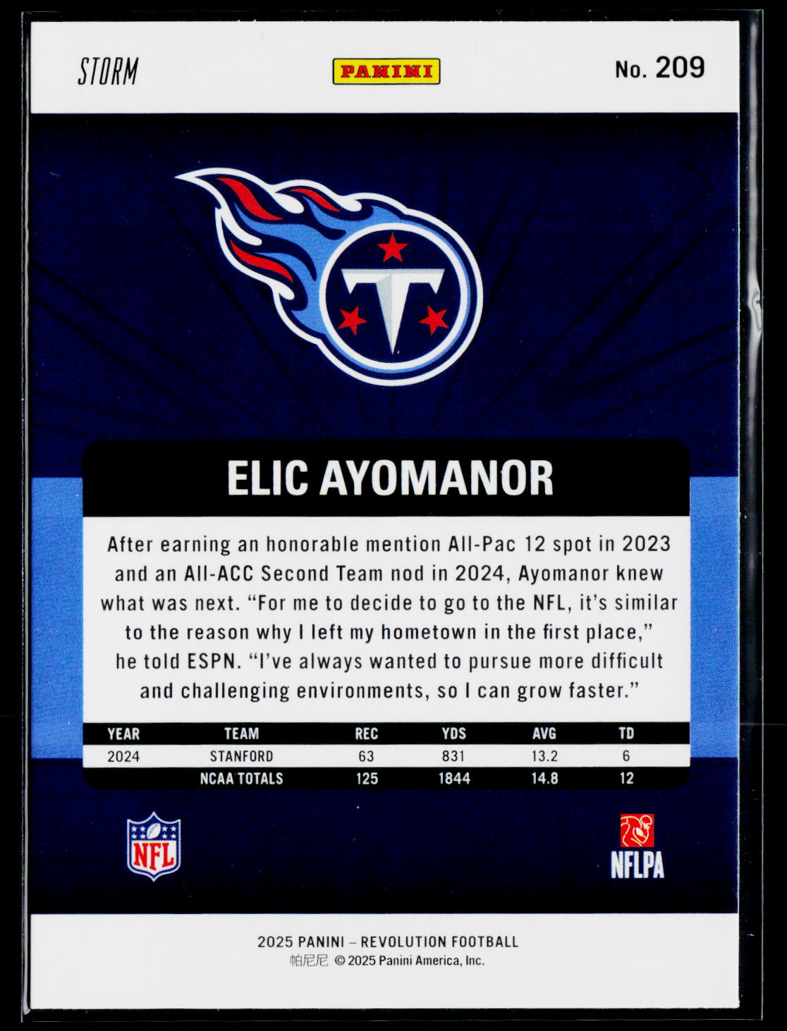 2025 Panini Revolution #209 Elic Ayomanor Red Swirl