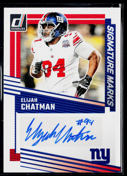 2025 Donruss #SM-ECN Elijah Chatman Signature Marks