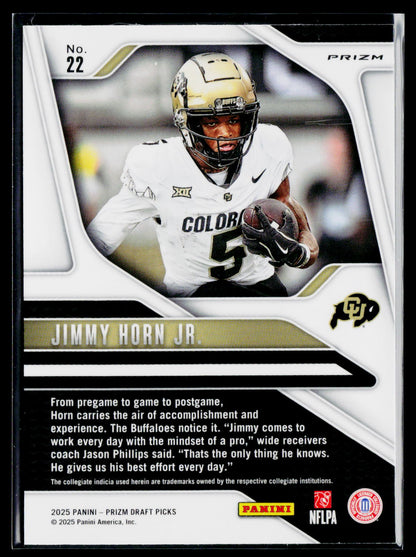 2025 Panini Prizm Draft Picks #22 Jimmy Horn Jr. Prizms Red Ice