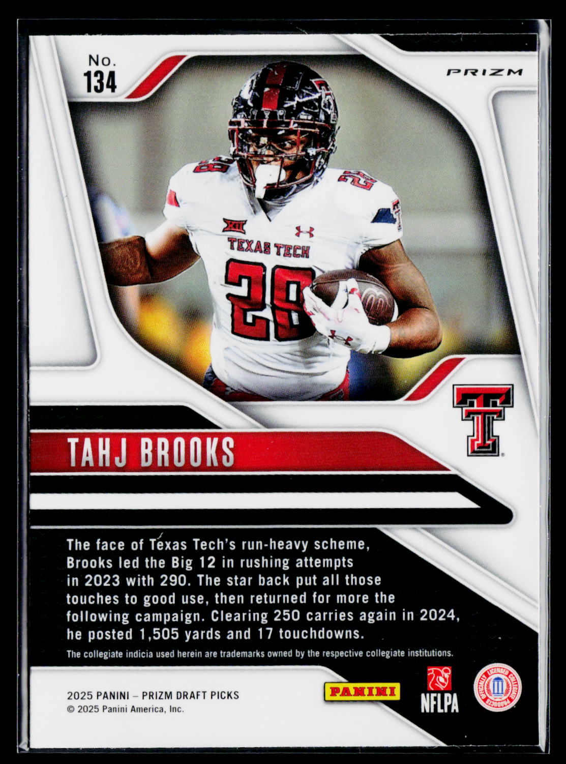 2025 Panini Prizm Draft Picks #134 Tahj Brooks Prizms Red Ice