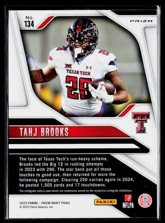 2025 Panini Prizm Draft Picks #134 Tahj Brooks Prizms Red Ice