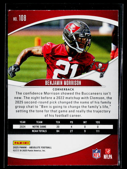 2025 Panini Absolute #108 Benjamin Morrison Retail