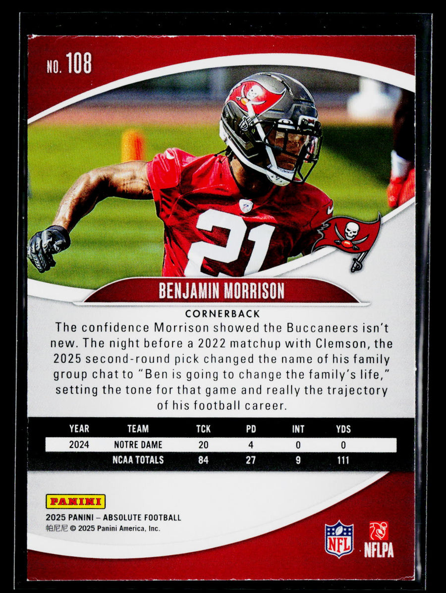 2025 Panini Absolute #108 Benjamin Morrison Retail