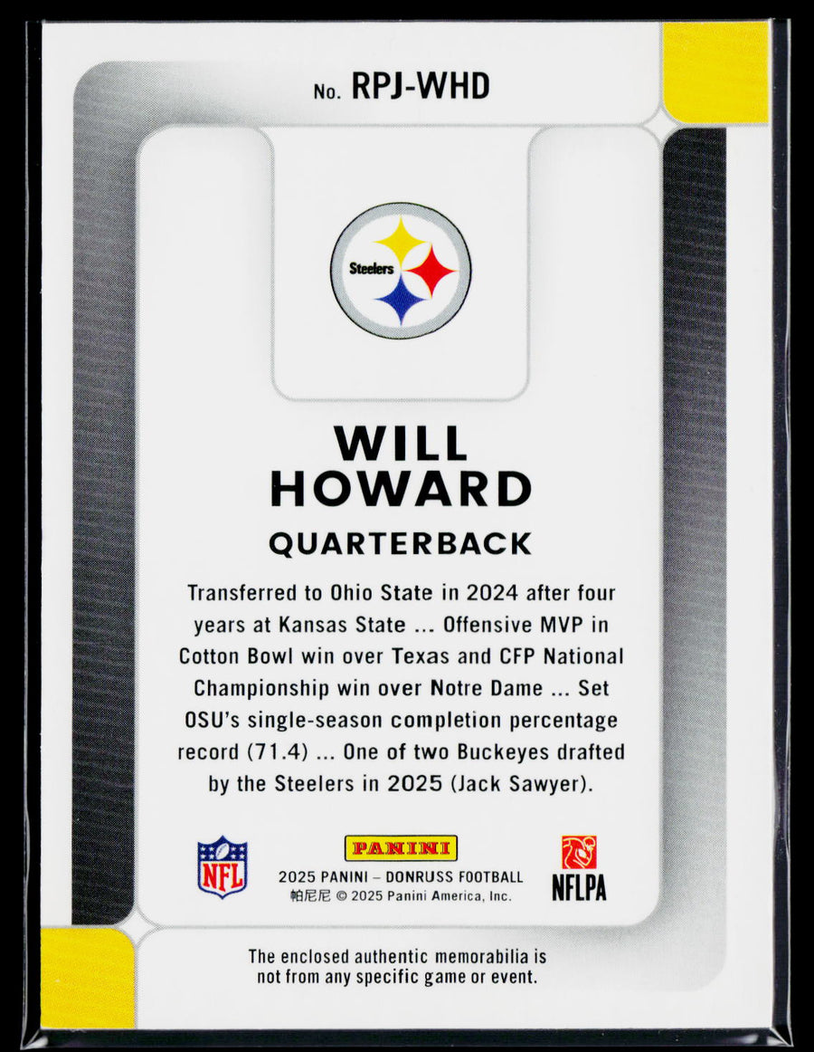 2025 Donruss #RPJ-WHD Will Howard Rookie Phenom Jerseys