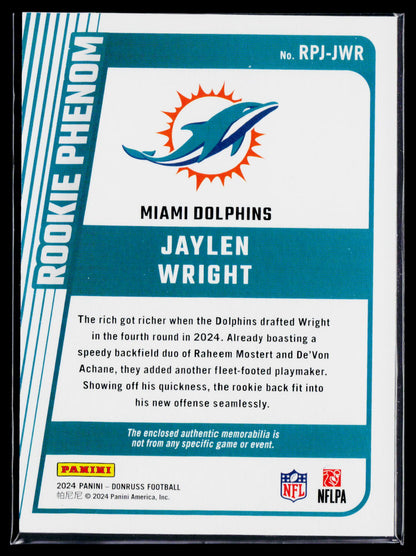2024 Donruss #RPJ-JWR Jaylen Wright Rookie Phenom Jerseys
