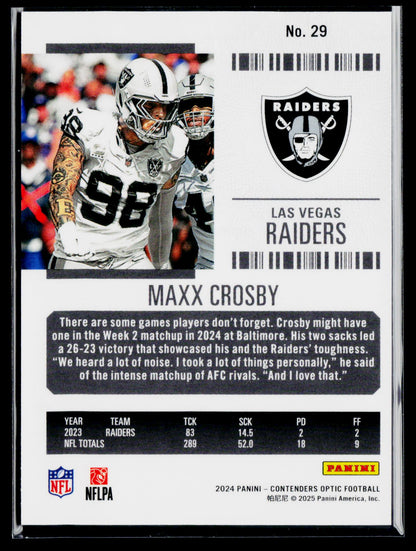 2024 Panini Contenders Optic #29 Maxx Crosby