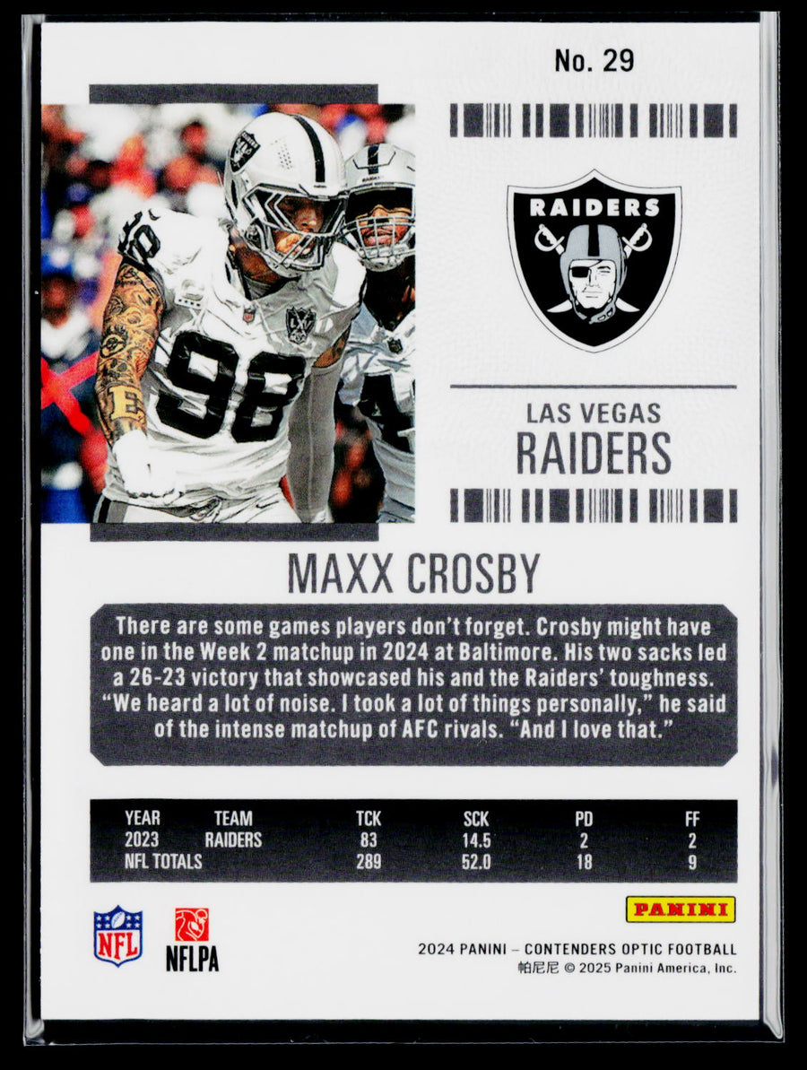 2024 Panini Contenders Optic #29 Maxx Crosby