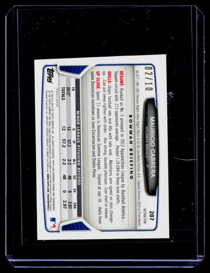 2013 Bowman Chrome Mini #207 Mauricio Cabrera Red Refractors #/10