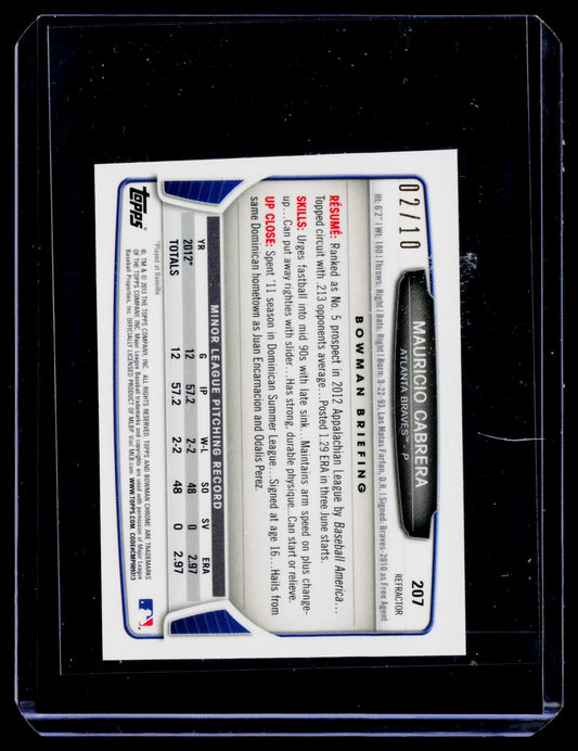 2013 Bowman Chrome Mini #207 Mauricio Cabrera Red Refractors #/10