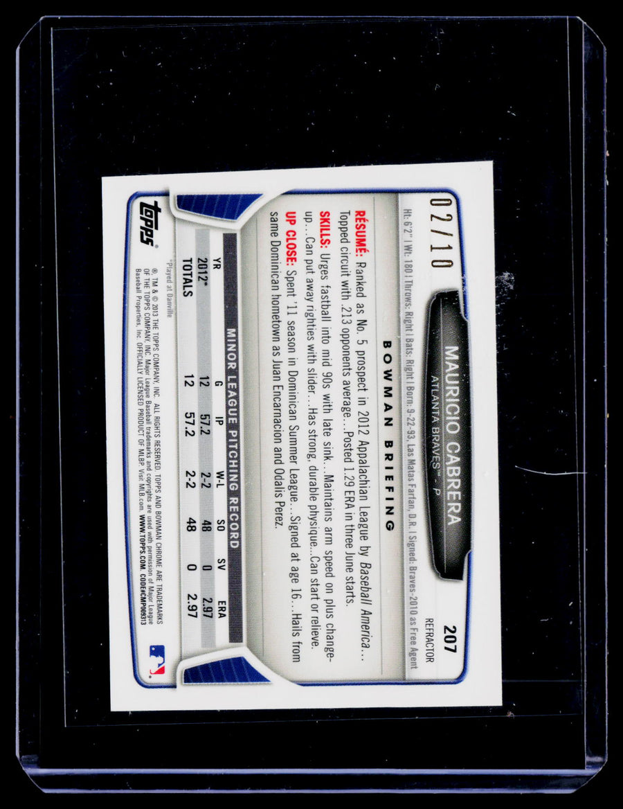 2013 Bowman Chrome Mini #207 Mauricio Cabrera Red Refractors #/10
